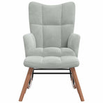 Rocking Chair with a Stool Light Grey Velvet