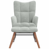 Rocking Chair with a Stool Light Grey Velvet - Side View