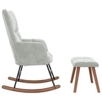 Rocking Chair with a Stool Light Grey Velvet
