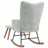 Rocking Chair with a Stool Light Grey Velvet