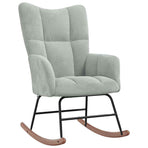 Rocking Chair with a Stool Light Grey Velvet