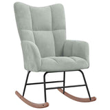 Rocking Chair with a Stool Light Grey Velvet - Rear View