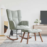 Rocking Chair with a Stool Light Grey Velvet