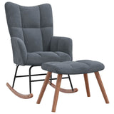Rocking Chair with a Stool Dark Grey Velvet - Front View