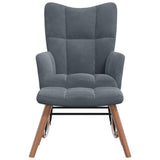 Rocking Chair with a Stool Dark Grey Velvet