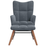 Rocking Chair with a Stool Dark Grey Velvet
