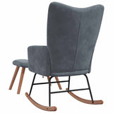 Rocking Chair with a Stool Dark Grey Velvet - 45-Degree Angle