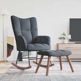 Rocking Chair with a Stool Dark Grey Velvet
