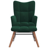 Rocking Chair with a Stool Dark Green Velvet