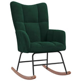 Rocking Chair with a Stool Dark Green Velvet - Close-Up Angle