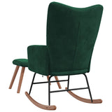Rocking Chair with a Stool Dark Green Velvet - Extra Image
