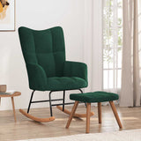 Rocking Chair with a Stool Dark Green Velvet