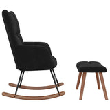 Rocking Chair with a Stool Black Velvet