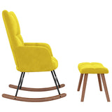 Rocking Chair with a Stool Mustard Yellow Velvet - Top-Down View