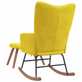 Rocking Chair with a Stool Mustard Yellow Velvet - 45-Degree Angle