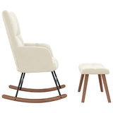 Rocking Chair with a Stool Cream White Velvet - Top-Down View