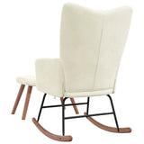 Rocking Chair with a Stool Cream White Velvet - 45-Degree Angle