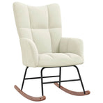 Rocking Chair with a Stool Cream White Velvet