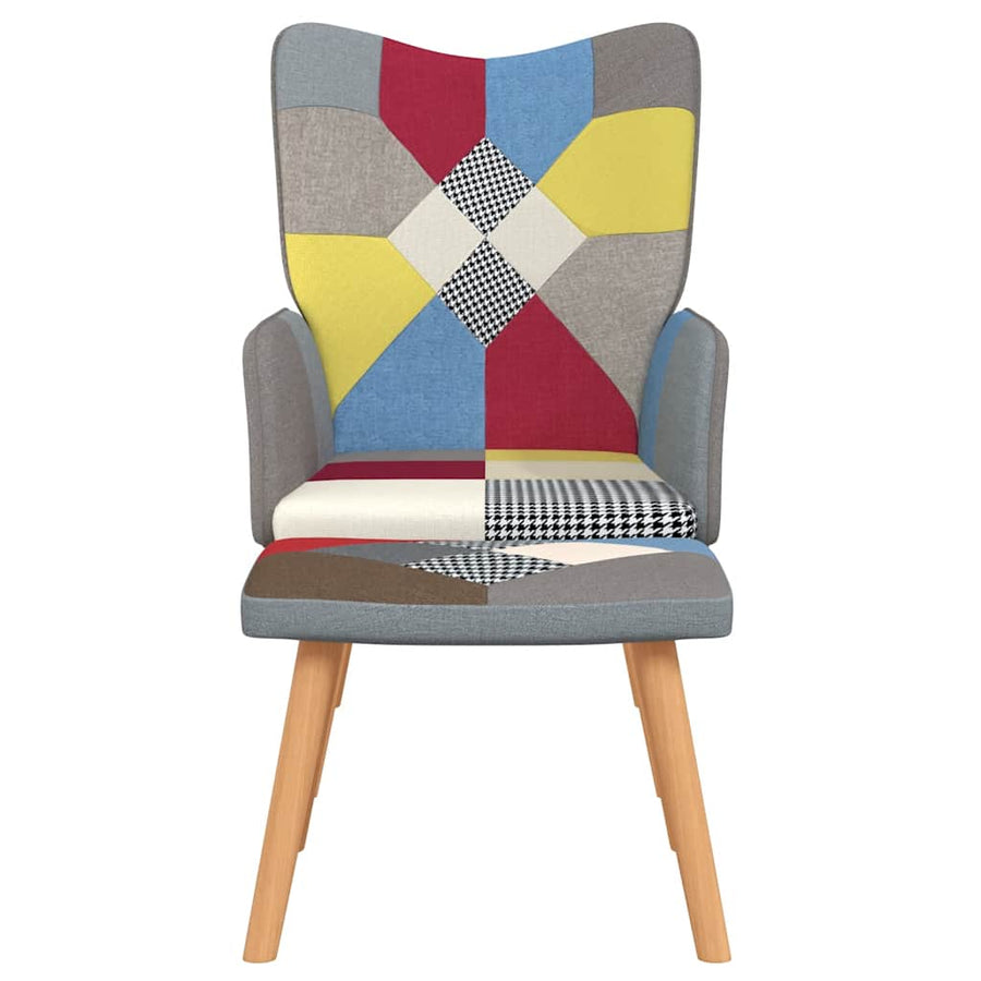 Relaxing Chair with a Stool Patchwork Fabric