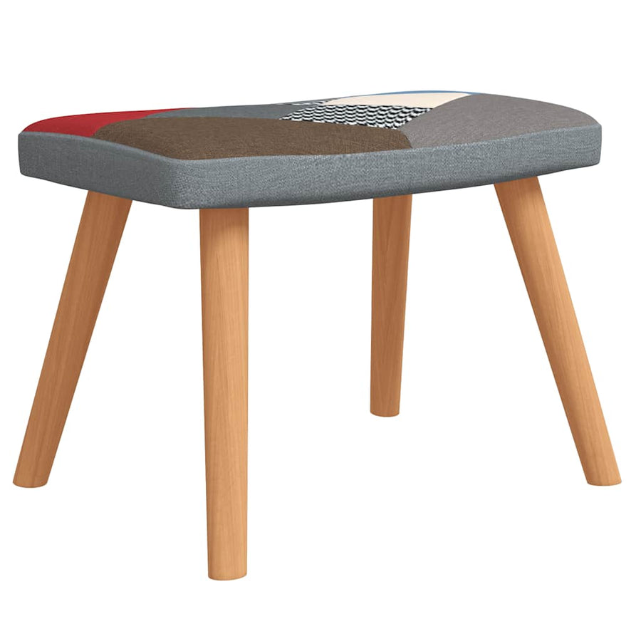 Relaxing Chair with a Stool Patchwork Fabric