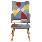 Rocking Chair with a Stool Patchwork Fabric - Side View