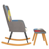 Rocking Chair with a Stool Patchwork Fabric - Top-Down View