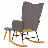 Rocking Chair with a Stool Patchwork Fabric - 45-Degree Angle