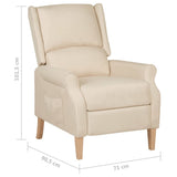Reclining Chair Cream Fabric - Extra Image