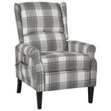 Massage Reclining Chair White Grey Fabric