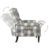 Massage Reclining Chair White Grey Fabric