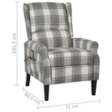 Massage Reclining Chair White Grey Fabric