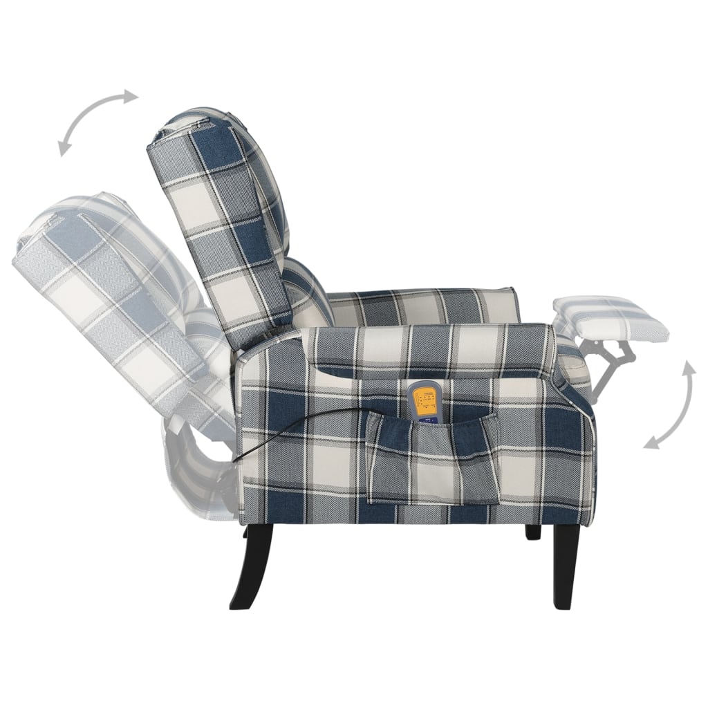 Massage Reclining Chair Blue Fabric