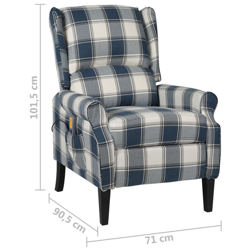 Massage Reclining Chair Blue Fabric