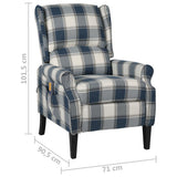 Massage Reclining Chair Blue Fabric