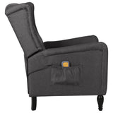 Massage Reclining Chair Dark Grey Fabric