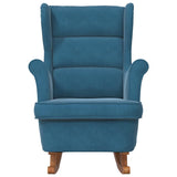 Rocking Chair Wingback Blue Velvet and Solid Wood - Top-Down View