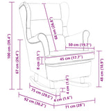 Rocking Chair Wingback Blue Velvet and Solid Wood - Low Angle