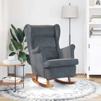 Rocking Chair Wingback Dark Grey Velvet and Solid Wood