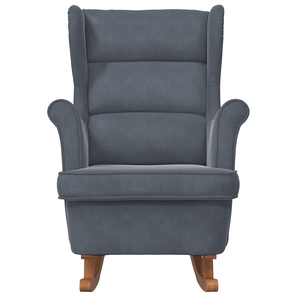 Rocking Chair Wingback Dark Grey Velvet and Solid Wood