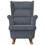 Rocking Chair Wingback Dark Grey Velvet and Solid Wood