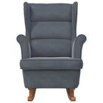Rocking Chair Wingback Dark Grey Velvet and Solid Wood