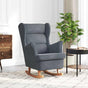 Rocking Chair Wingback Dark Grey Velvet and Solid Wood