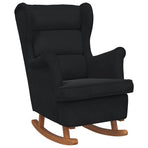 Rocking Chair Wingback Black Velvet and Solid Wood