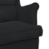 Rocking Chair Wingback Black Velvet and Solid Wood - Close-Up Angle