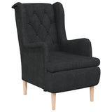 Armchair with Solid Rubber Wood Feet Black Fabric - Front View