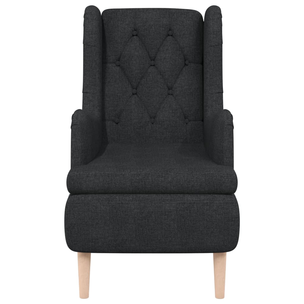 Armchair with Solid Rubber Wood Feet Black Fabric