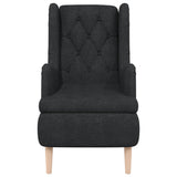 Armchair with Solid Rubber Wood Feet Black Fabric