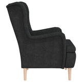 Armchair with Solid Rubber Wood Feet Black Fabric