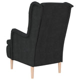 Armchair with Solid Rubber Wood Feet Black Fabric