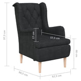Armchair with Solid Rubber Wood Feet Black Fabric - Low Angle
